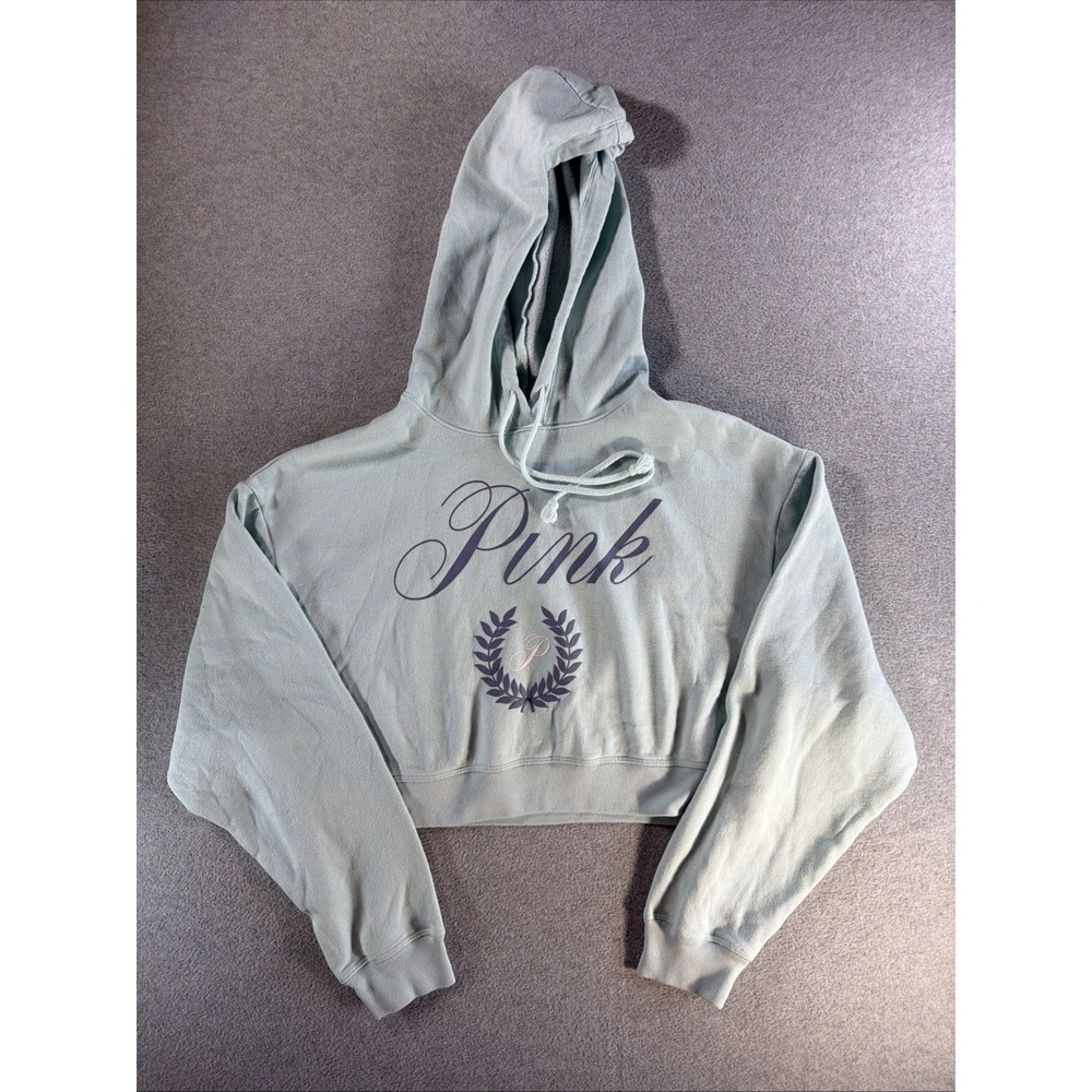 Victoria's Secret PINK Women's Blue Hoodie short Cropped